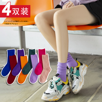 Socks women stockings autumn and winter stockings color pile socks womens tide Net red Street Joker cotton socks