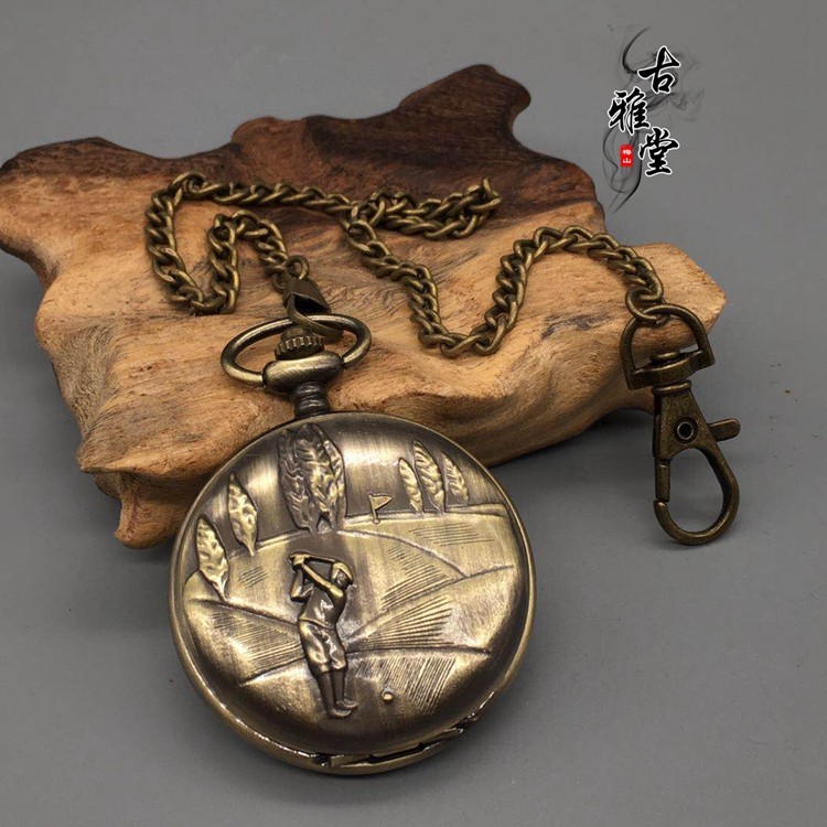 Vintage Pocket Watch Golf Jazz Dual Core Pocket Watch Mechanical Pocket Watch With Chain Antique Mechanical Watch Vintage Pocket Watch