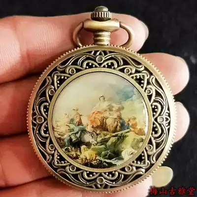 Antique miscellaneous collection Pocket watch Moscow Manor Mechanical pocket watch Antique miscellaneous film and television props gifts
