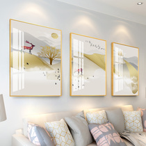 Modern simple living room decoration painting sofa background wall murals light luxury triple combination Crystal porcelain painting Atmospheric hanging painting