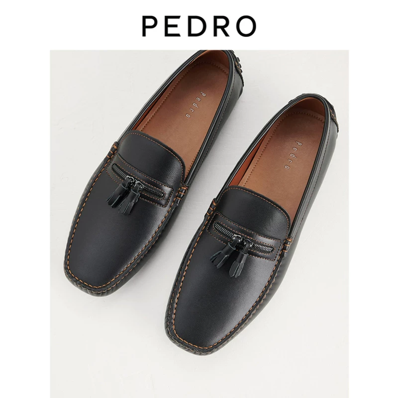 PEDRO Лоферы из телячьей кожи для мужчин, молния, кисточки, плоские мокасины PM1-65110221