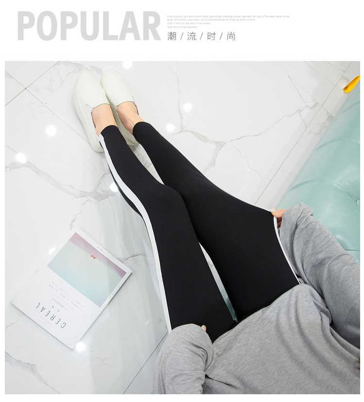 2018 xuân hè mới quý cô eo cao size lớn chất béo mm200 pounds quần legging cotton bó sát bên chân trắng quần dài nữ