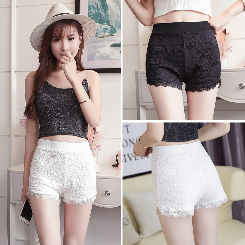 Summer thin section anti-explosion large size white lace safety pants jk insurance pants inner pants women's shorts outer wear summer