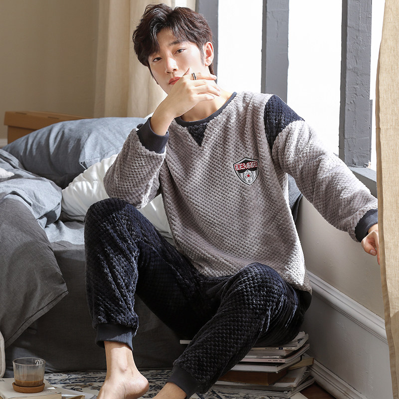 Fall and Winter Pajamas Men Fragrance and Heat Heat and Winter Coral Velvet Fashion Home Clothes