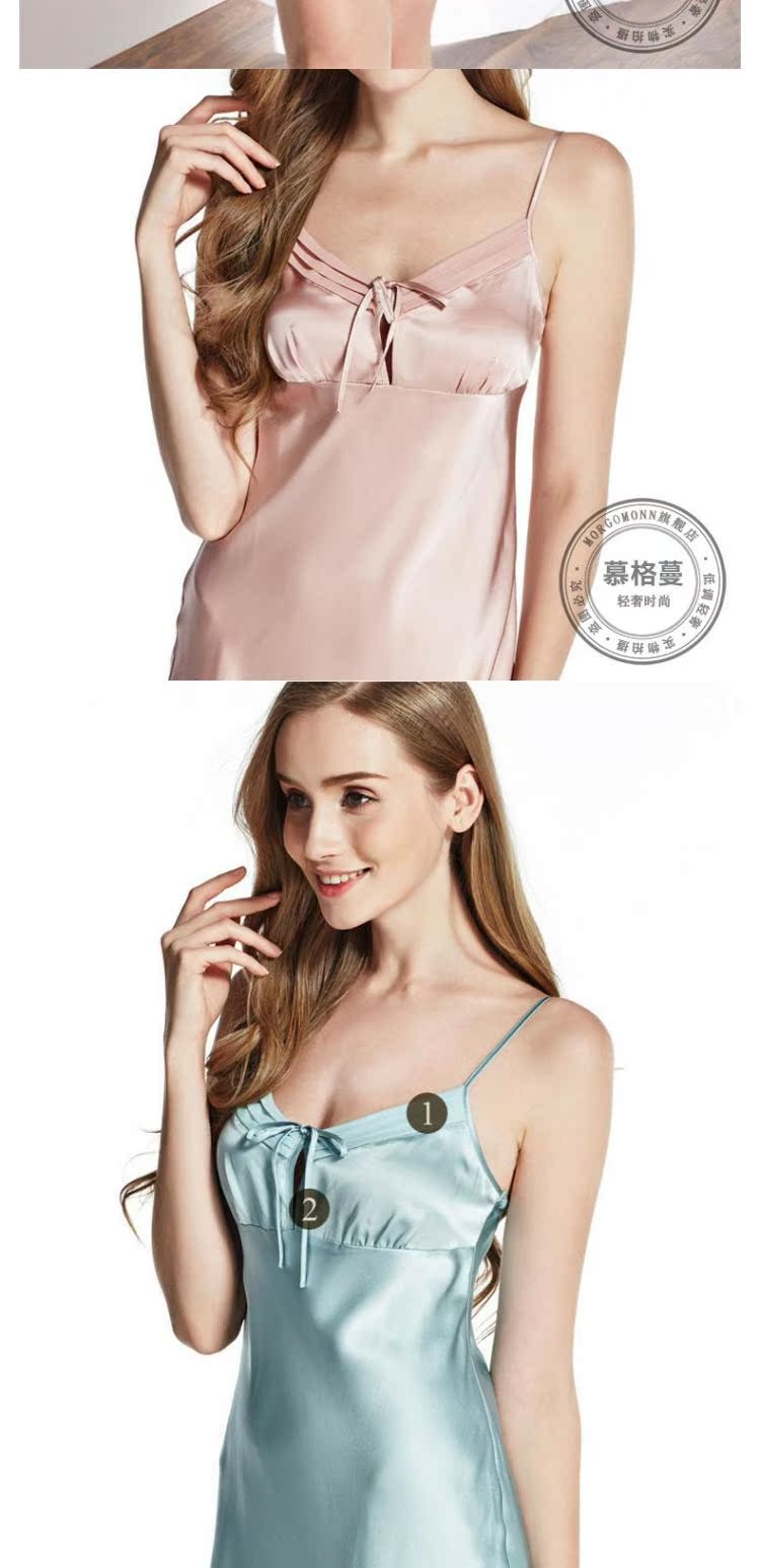MORGOMON2018 mới váy lụa treo váy ngủ gợi cảm phục vụ nhà bên trong đồ ngủ WC908 - Đêm đầm áo ngủ 2 dây