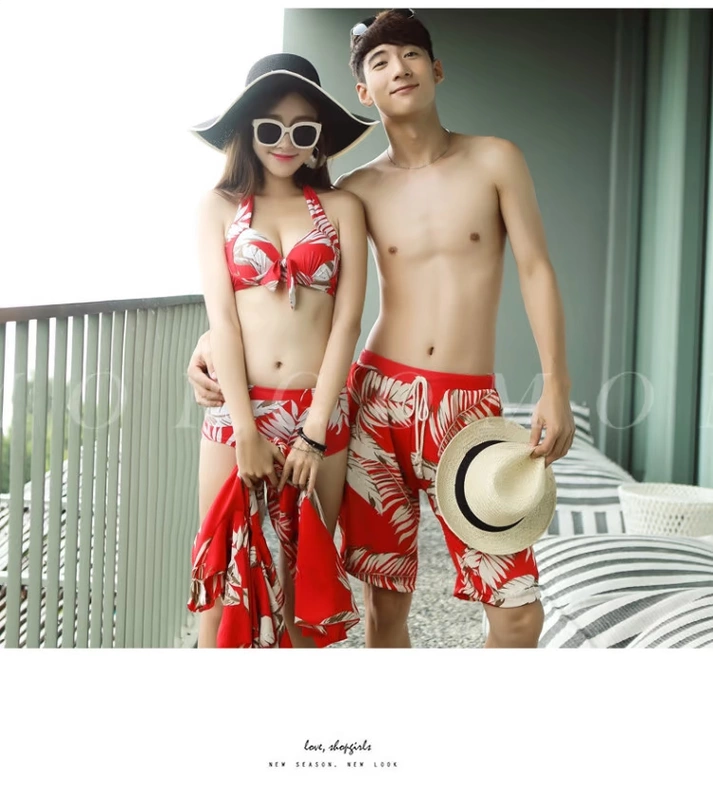 Bộ đồ bơi đôi phù hợp với quần boxer mới chia bikini nữ ba mảnh cỡ lớn thể thao và giải trí JH0802 - Vài đồ bơi