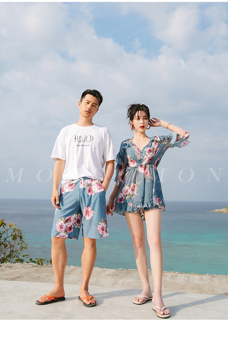 Cặp đôi đồ bơi bikini nữ tính áo ba lỗ ngực nhỏ tập hợp tấm thép tình nhân ấm áp bãi biển JH0717 - Vài đồ bơi đồ biển cặp	