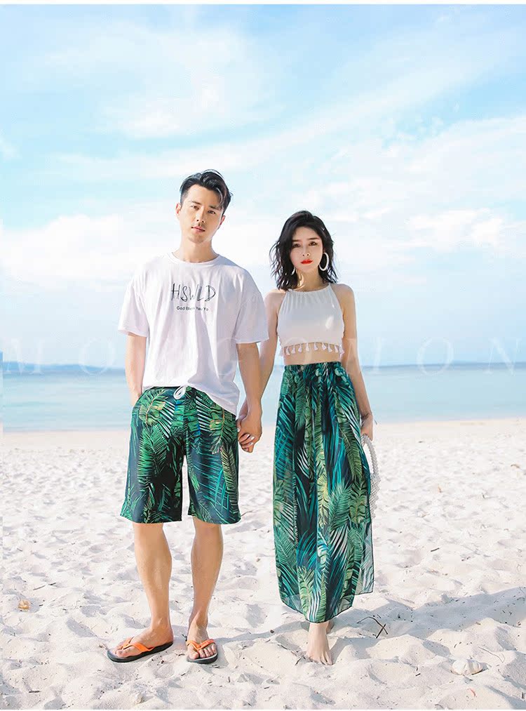 Bộ đồ bơi cặp đôi chia ba mảnh bảo thủ che bụng thon dài váy dài bên bờ biển kỳ nghỉ mẫu đôi JH0724 - Vài đồ bơi đồ đôi đi biển cho nữ