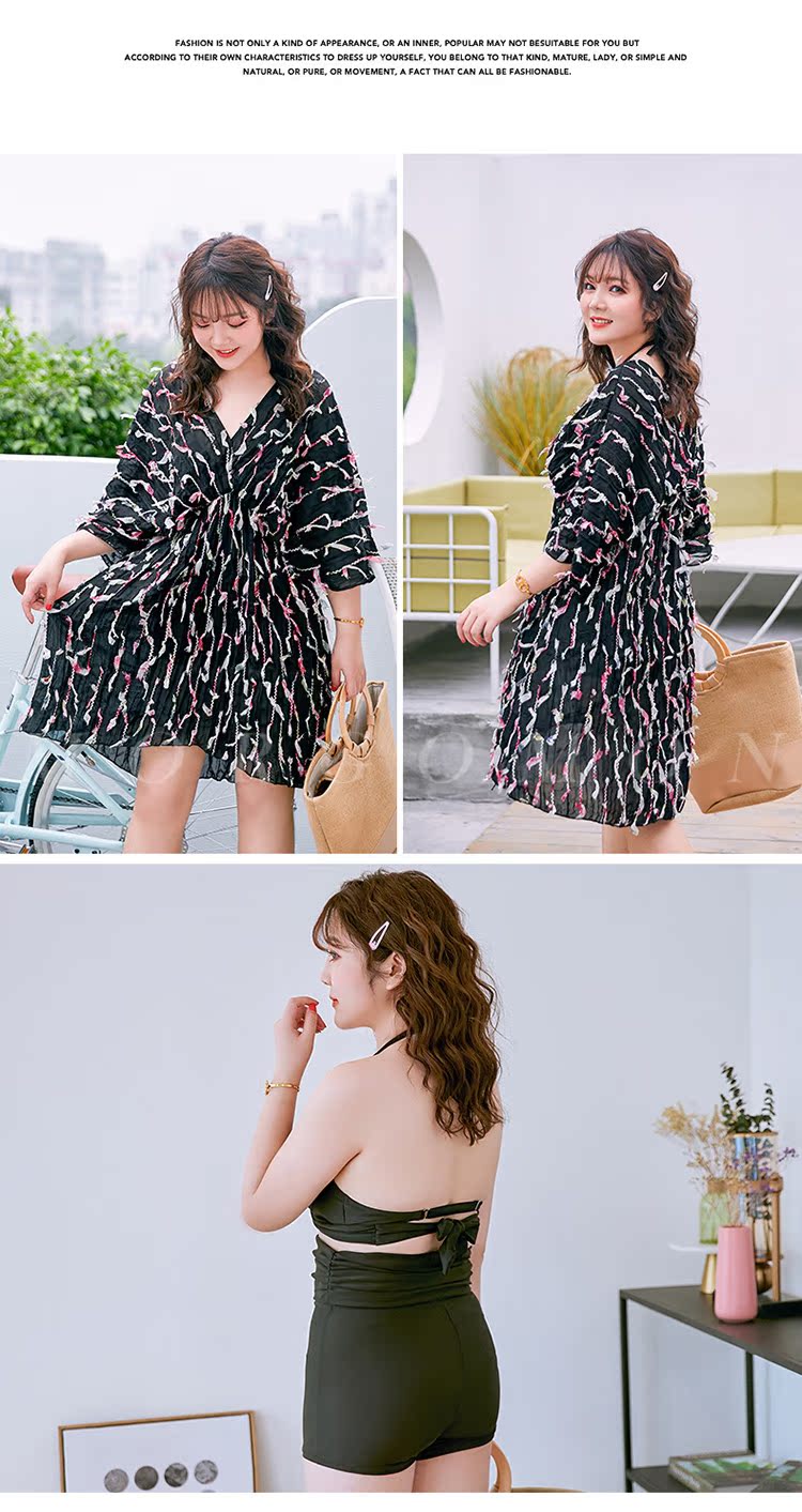 Áo tắm size lớn cho nữ bikini ngực lớn siêu tiên nữ béo MM che bụng 200 kg giảm béo nóng bỏng eo cao JH0708 - Bikinis đồ tắm biển nữ cao cấp