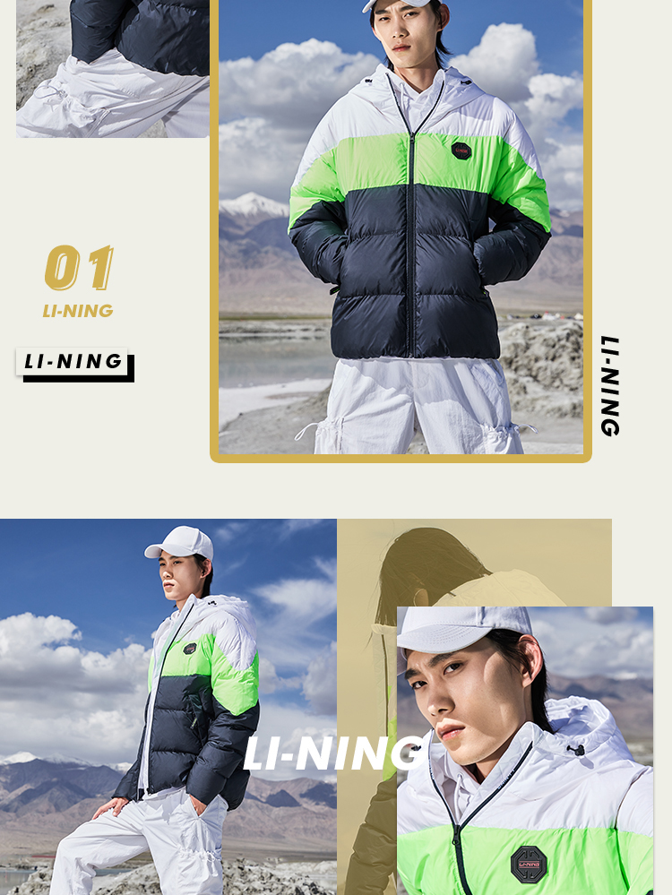 Li Ning áo khoác ngắn nam 2019 mới mùa đông thời trang giản dị áo trùm đầu nam màu trắng vịt xuống thể thao - Thể thao xuống áo khoác áo phao lining nam