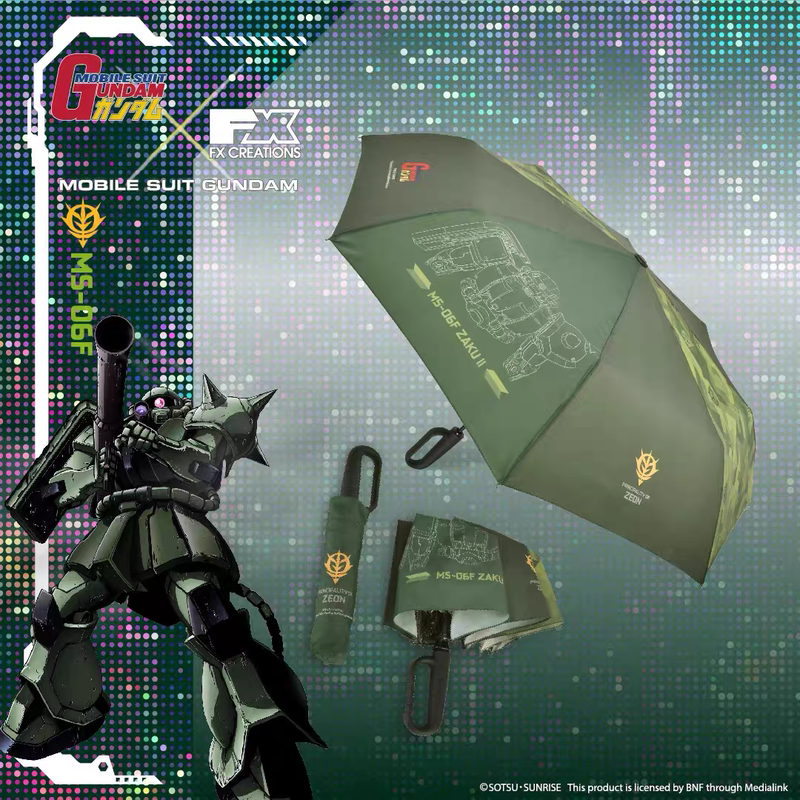 Mobile Suit Gundam Co-Branded Merchandise Two-Dimensional Zaku Ms06 Green Zaku Fully Automatic Folding Umbrella Anime