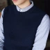 Zhizhi cotton cổ tròn áo len vest vai len vest nam không tay áo len áo len vest bộ vest nam cho người trung tuổi Áo vest cotton