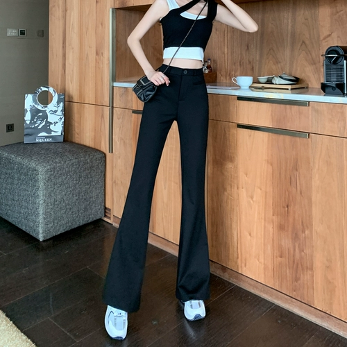 Костюм, высокие штаны, летние белые шифоновые тонкие штаны-клёш, высокая талия, по фигуре, облегающий крой