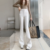 Белые штаны-клёш, летние штаны, бархатный вельветовый бархат, высокая талия