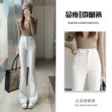 Белые штаны-клёш, летние штаны, бархатный вельветовый бархат, высокая талия