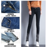 Джинсы, осенние штаны, эластичный карандаш, градиент, 2021 года, в обтяжку, по фигуре