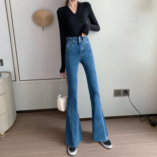 Мегафон, джинсы, осенние штаны, штаны-клёш, высокая талия, коллекция 2021