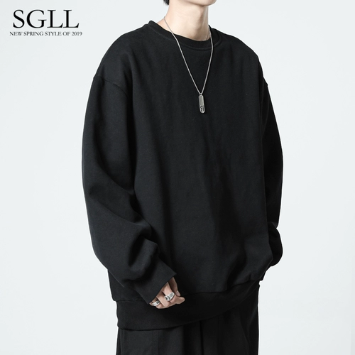 Мужская черная демисезонная толстовка, утепленный лонгслив, футболка, однотонная куртка, в американском стиле