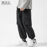 Штаны, осенний трендовый фонарь, повседневные брюки, свободный прямой крой, в корейском стиле