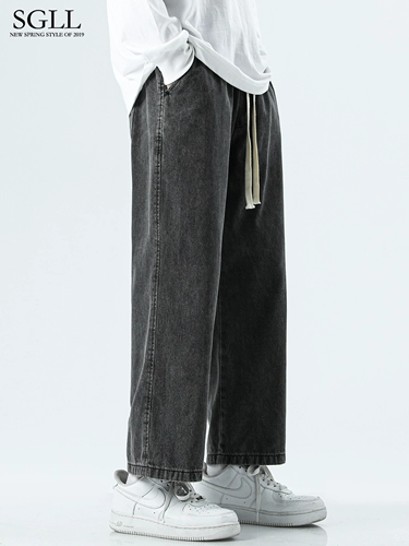 Летние тонкие черные джинсы, осенние штаны для отдыха, в американском стиле, свободный прямой крой