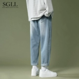 Синие осенние джинсы, летние штаны, повседневные брюки, в американском стиле, свободный прямой крой