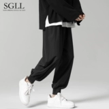 Мужские шелковые трендовые универсальные летние тонкие спортивные штаны, в корейском стиле