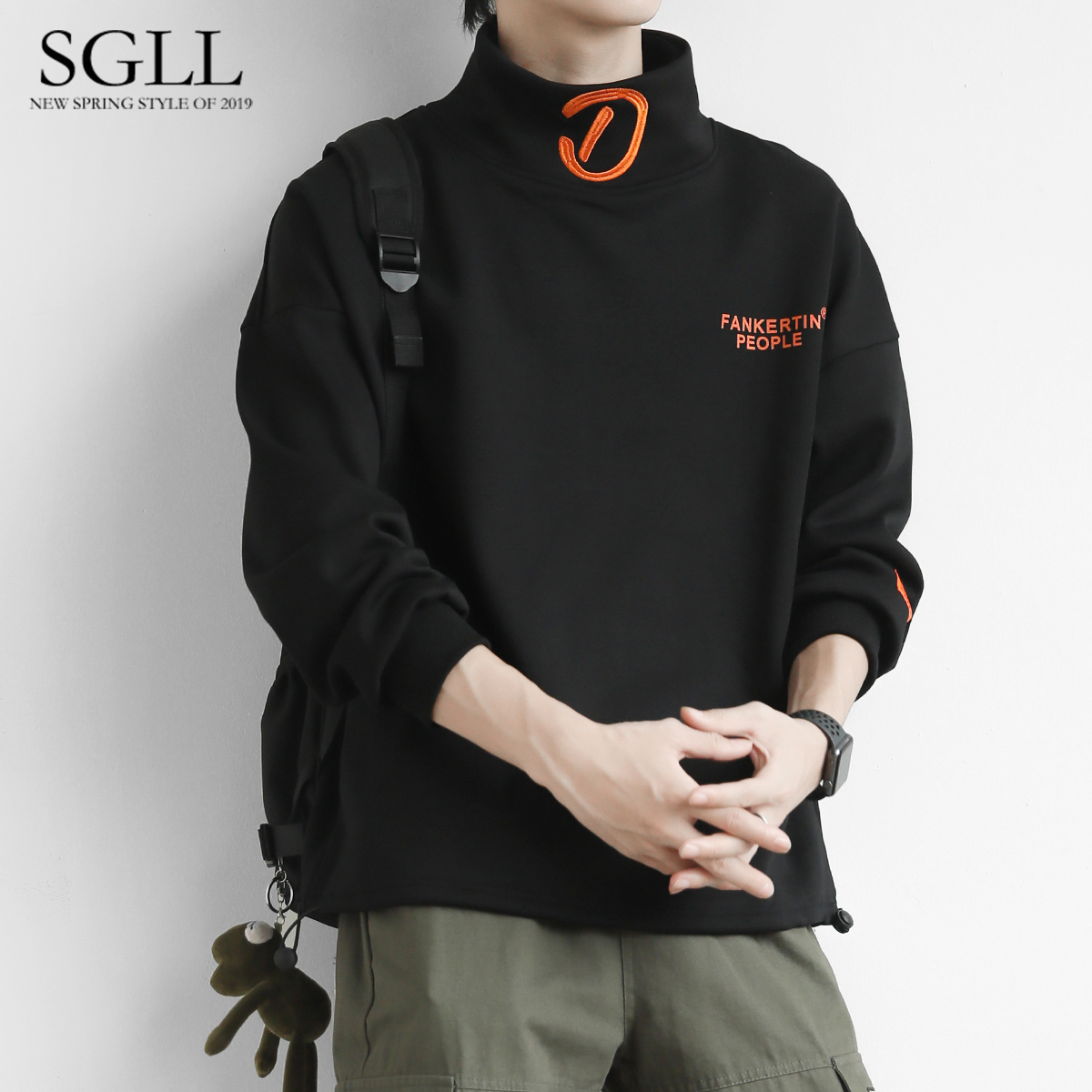 Gush clothing male Chains Han version trendy lovers autumn and winter 2021 new high collar bottom-shirt thickened jacket