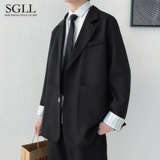 Трендовый брендовый пиджак классического кроя для отдыха, куртка, униформа, комплект, в корейском стиле, оверсайз