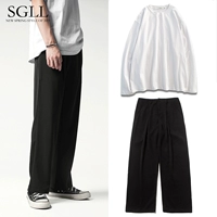 Черные штаны, хлопковый лонгслив