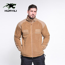 Autumn and winter ready stock Mens stand-up collar polar fleece jacket Velcro outdoor sports tactical thickened warm fleece jacket