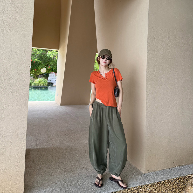 He He's Oxygen Pants ins Blogger Cupro Silk Elastic Drawstring Balloon Lantern Pants Ph6599 He He's Oxygen Pants ins Blogger Cupro Silk Elastic Drawstring Balloon Lantern Pants Ph6599