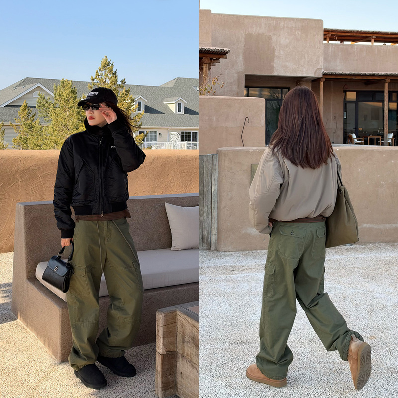 Hehe's "Oasis" Autumn and Winter Fleece-Lined American Retro Versatile Fashionable Relaxed Workwear Pants Ph30052 Hehe's "Oasis" Autumn and Winter Fleece-Lined American Retro Versatile Fashionable Relaxed Workwear Pants Ph30052