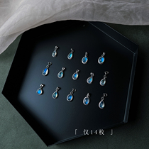 High quality only 14 pieces 925 silver thick silver inlay natural blue Moonstone pendant necklace female gift