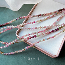 Rare only 3 strings finished off the shelf super beautiful pink and purple two-color watermelon tourmaline 3 laps hand string female bracelet gift