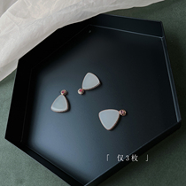 White and fine material only 3 Hetian jade white jade no matter tag pendant 18K gold inlay necklace