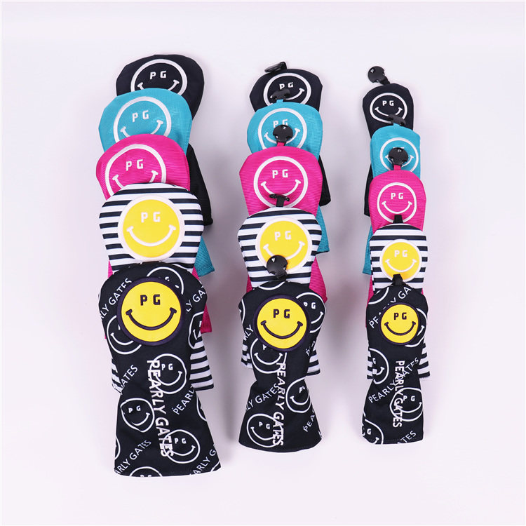 Daily smiley face golf club set No. 1 wooden fairway wood iron wood rod UT protective head cover wear-resistant