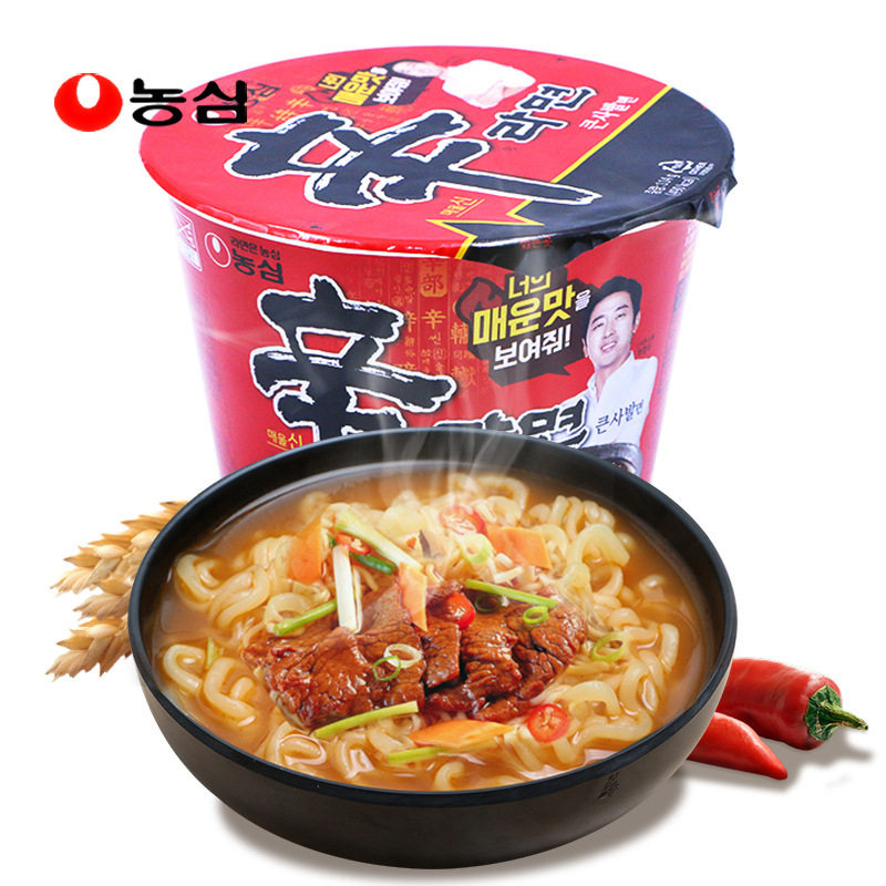South Korea Imported Bubble Noodles Farm Hearts Silla Noodles 114g Barrels Of Han Style Bull Meat Taste Spicy Boiled Noodle-cooked Noodle Quick Food