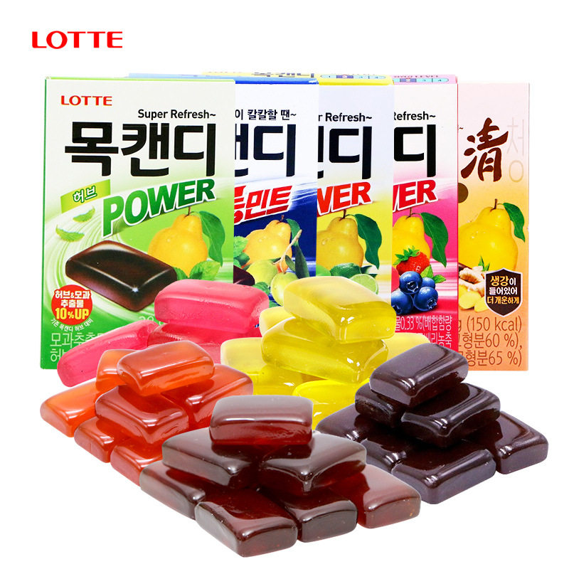 Korea Imported Lotte Papaya Mixed Fruit Ginger Taste Moisturizing Throat Sugar 38g Independent Packing Breath Fresh Candy