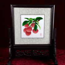  Guangxiu Cantonese embroidery pure handmade embroidery Guangxiu gifts Guangzhou characteristic red cotton lychee Guangxiu diy Guangxiu ornaments