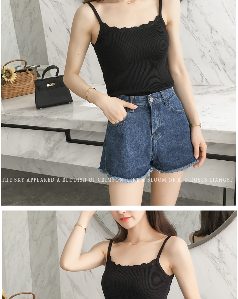 Mùa hè 2018 phiên bản Hàn Quốc mới của áo yếm bên trong áo len chạm đáy đoạn ngắn Slim gợi cảm mặc hàng đầu quần áo nữ
