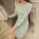 Xuân 2018 phiên bản Hàn Quốc mới của áo len cổ chữ V cổ lọ Áo len nữ dáng lửng Áo len dài tay hoang dã áo thun
