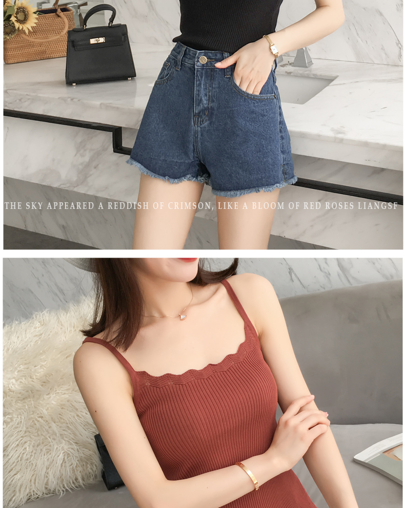 Mùa hè 2018 phiên bản Hàn Quốc mới của áo yếm bên trong áo len chạm đáy đoạn ngắn Slim gợi cảm mặc hàng đầu quần áo nữ
