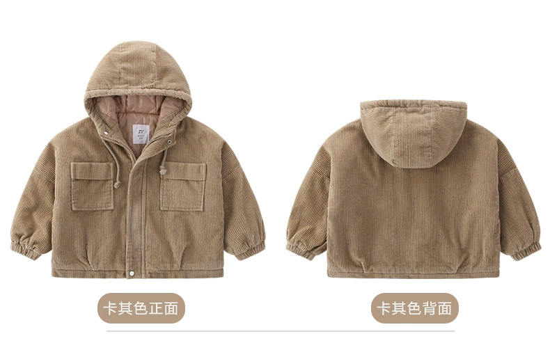 Áo khoác nhung bé trai mùa đông bằng vải cotton dày Quần áo trẻ em 2018 mới cho trẻ em cộng với nhung cotton phiên bản Hàn Quốc
