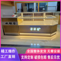 Pastry counter peach cake cabinet bread display cabinet solid wood glass refrigerator baked goods moon cake biscuit cabinet shelf