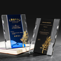 Golden Wheat Spike Crystal Trophy Custom Authorization Card Medal Set As Honorary Plaque Franchise Dealer Trophy