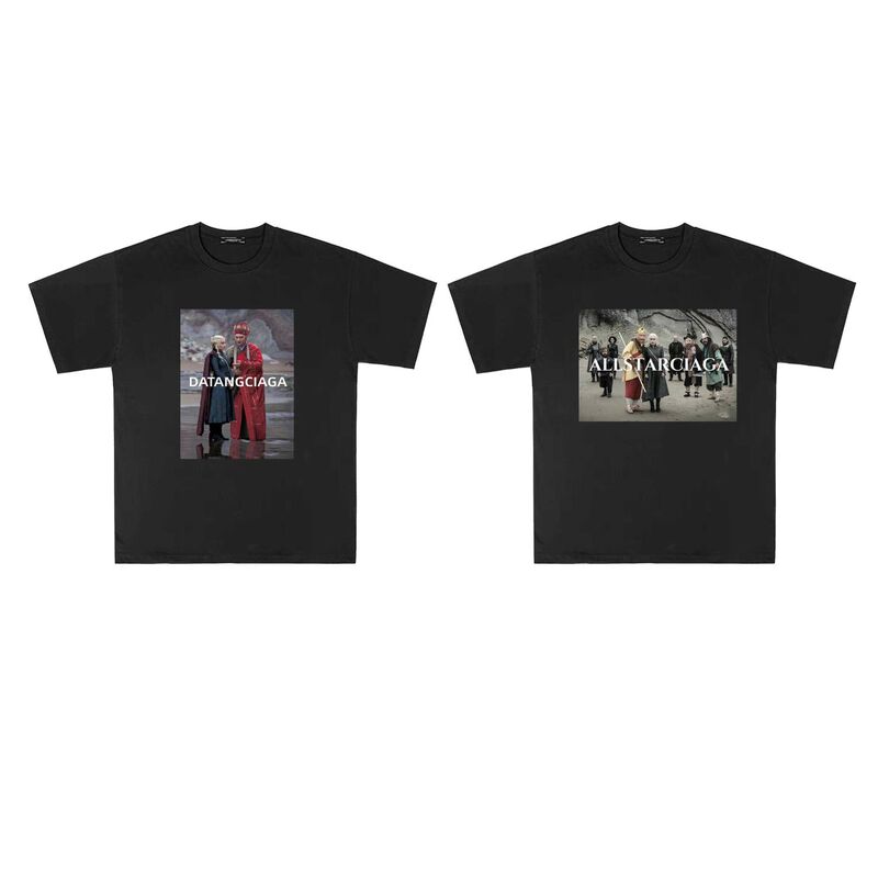 Tang Dynasty Family Pure Cotton T-Shirt Journey to the West X Game of Thrones Collaboration Parody Short Sleeve Cotton Printed Short Sleeve Top Trendy