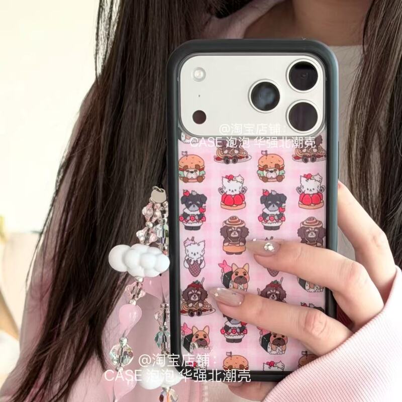 Wildflow Puppy Burger Collaboration 2026 New Phone Case Compatible with Apple iPhone 17/16/15/14 Pro Max/Plus Shockproof Protective Cover Huaqiangbei Trendy Case Cute Stars