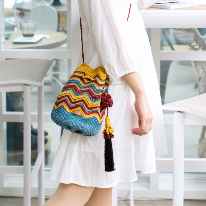 Sister Susu's mini wayuu bag hand-knitted crochet diy material bag lace thread wool ball
