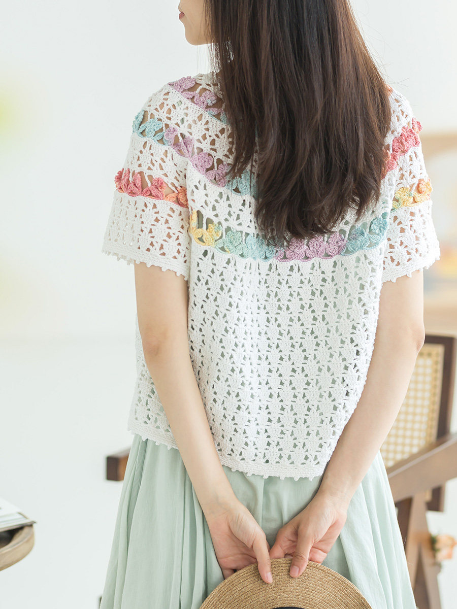 Sister Su Su’s flower fence lace cardigan handmade DIY knitting crochet clothes yarn ball homemade material package