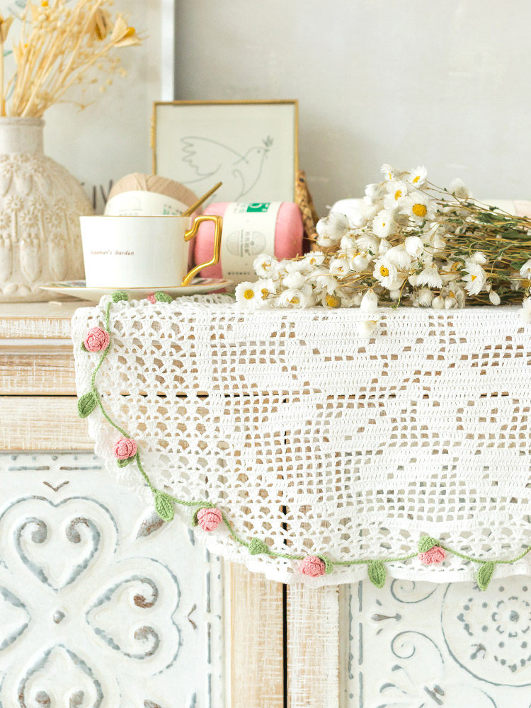 Sister Su Su’s rose lace flower cushion to pass the time, handmade diy crochet yarn ball material package